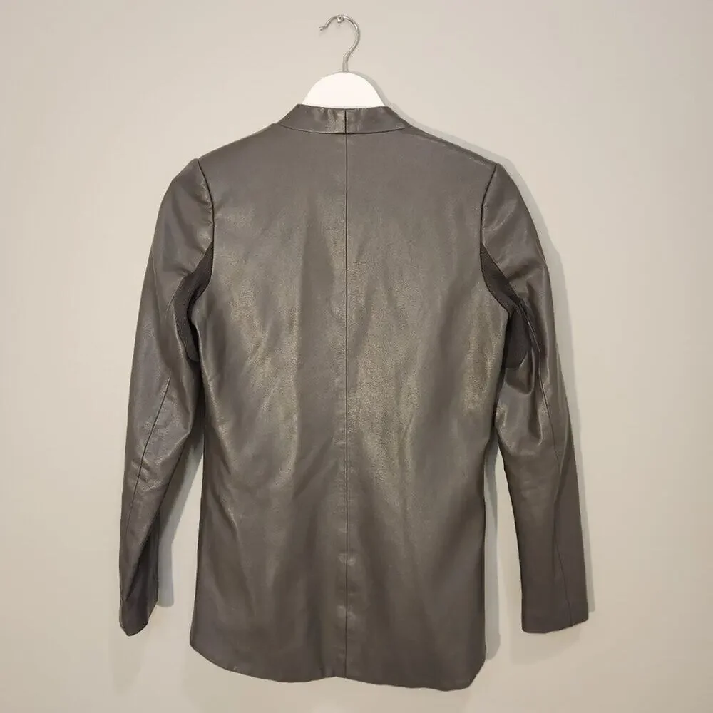 Blaque Label Grey Sculpted Blazer Faux Leather and Knit - Size S